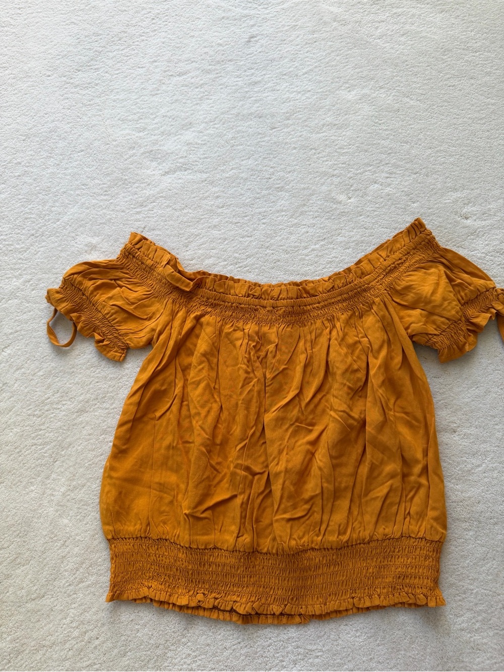 Guess Off-Shoulder Blouse in Mustard Yellow